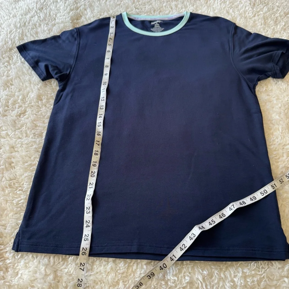 Jambys Unisex Short Sleeve MicroModal Crew JamTee & Pant Navy/Mint Size Small